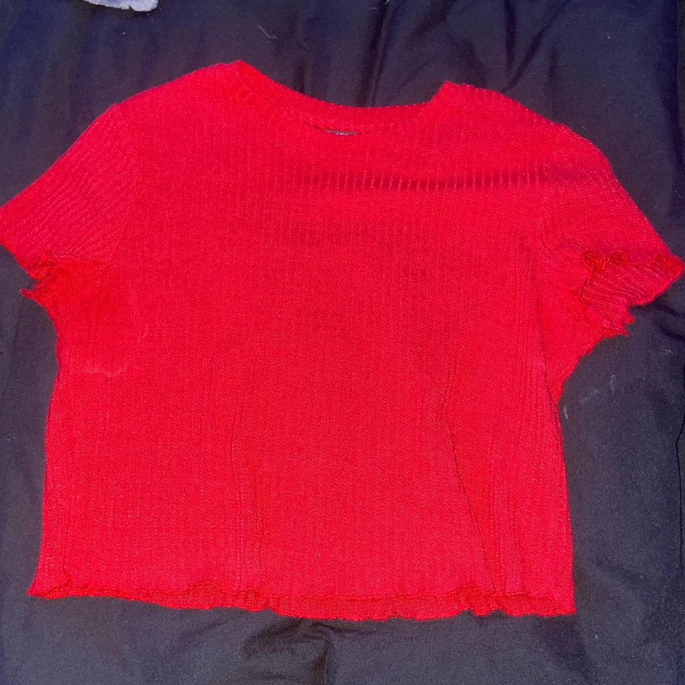 Red shein cropped shirt